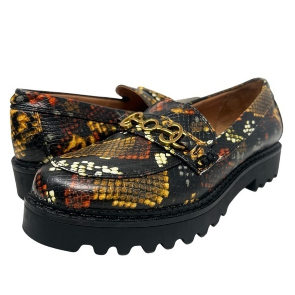 Circus by Sam Edelman Multicolor Snake Print Loafers with Gold Detail